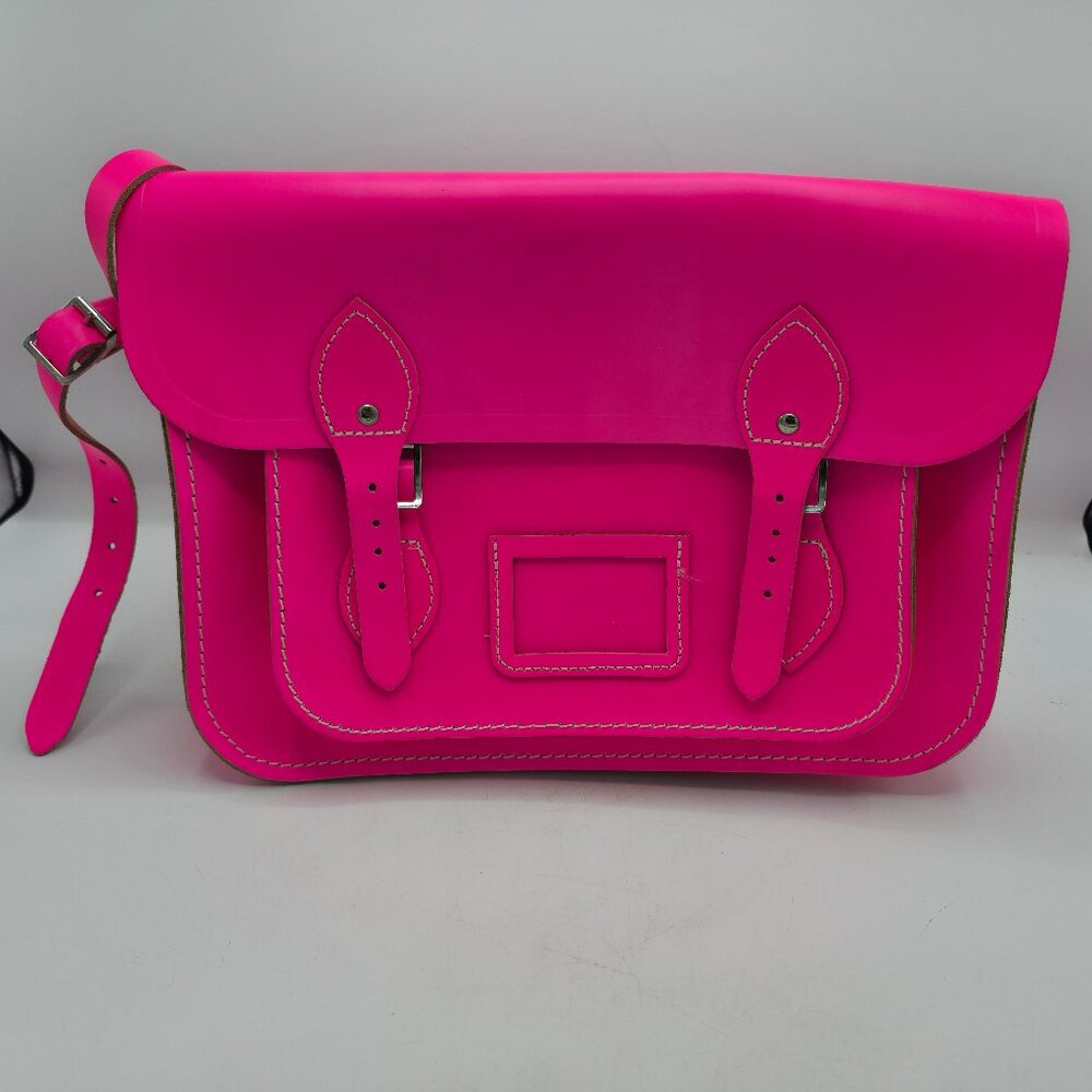 The Cambridge Satchel Neon Pink Bag Leather Crossbody Saddle College Work Travel